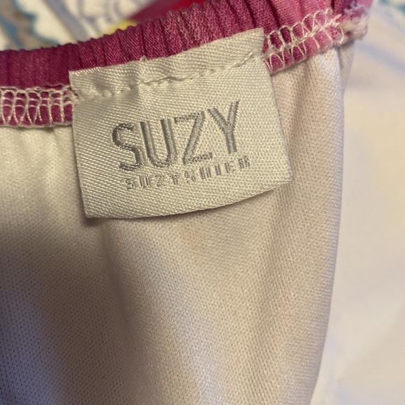 Suzy Shier Flower Pattern Strap Dress - Zip Back With Lacy Hem - Size S - Picture 7 of 13